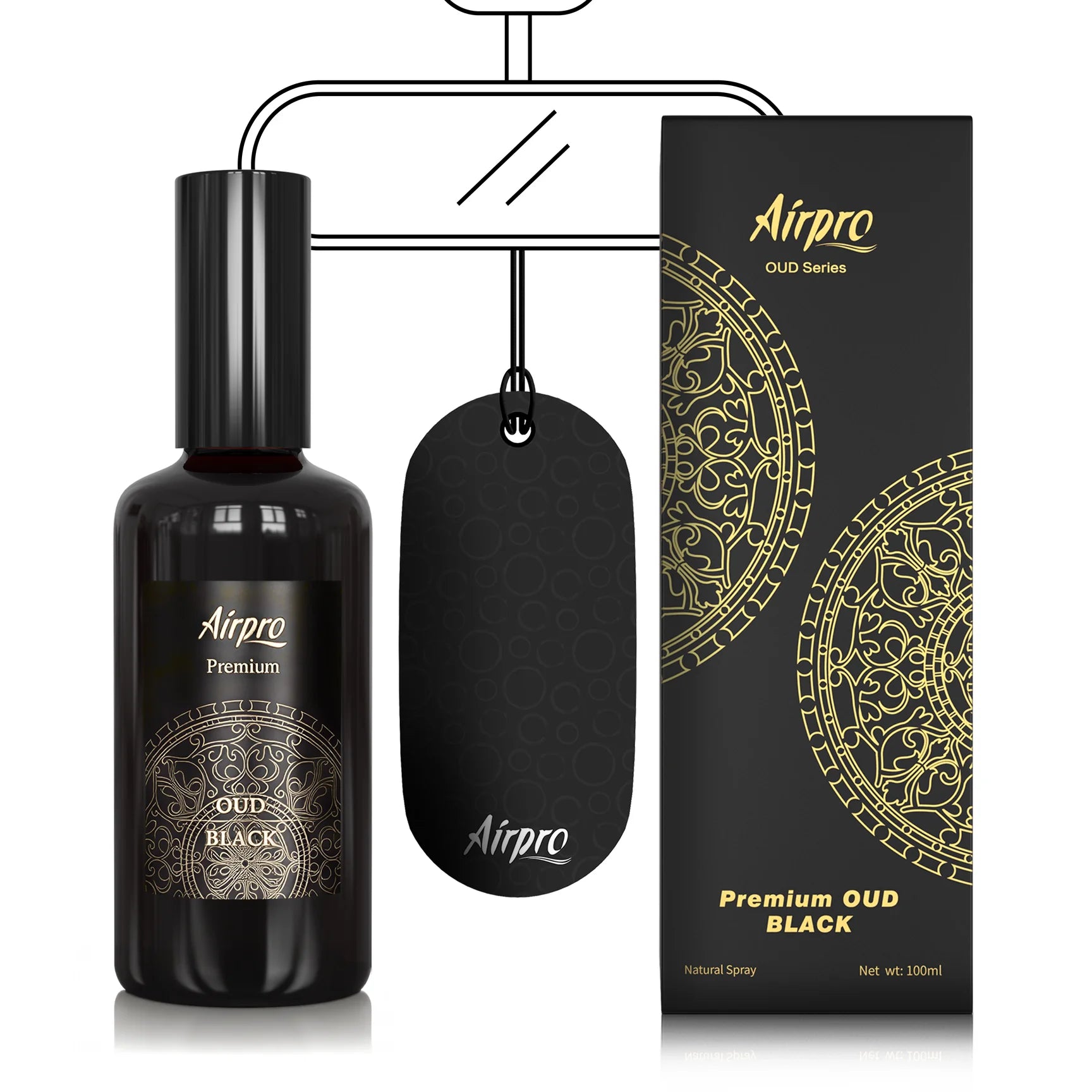 Airpro Premium Oud Black Car Perfume Spray – 100ml