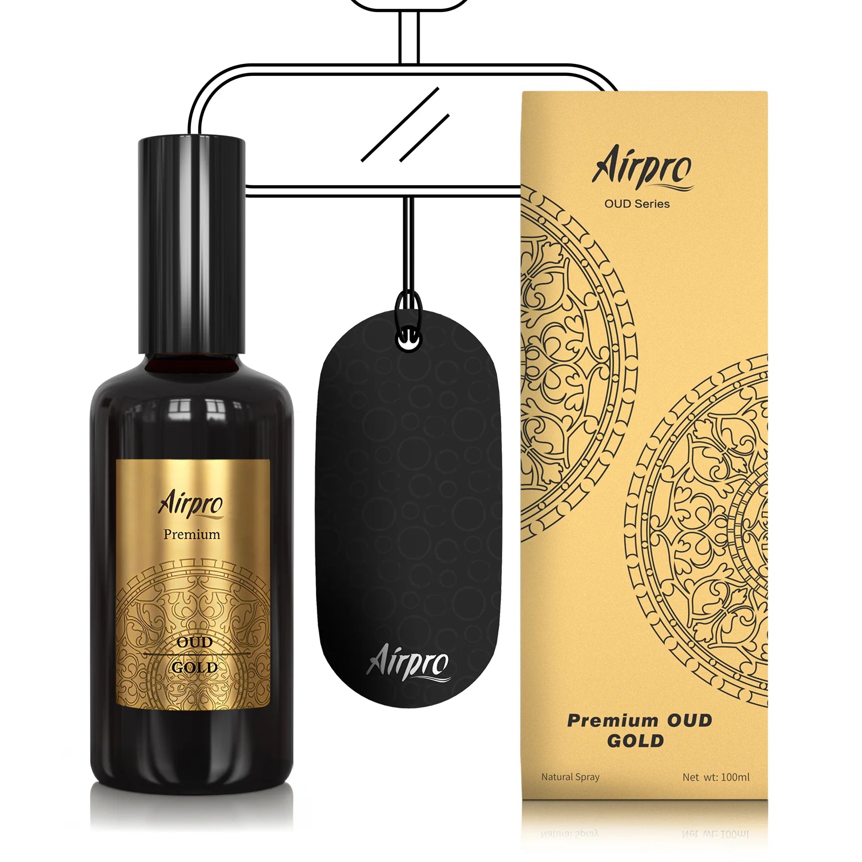 Airpro Premium Oud Gold Car Perfume Spray – 100ml