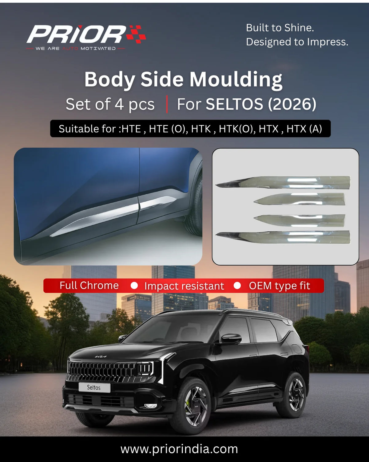 PRIOR Body Side Moulding – Vehicle Specific | Set of 4