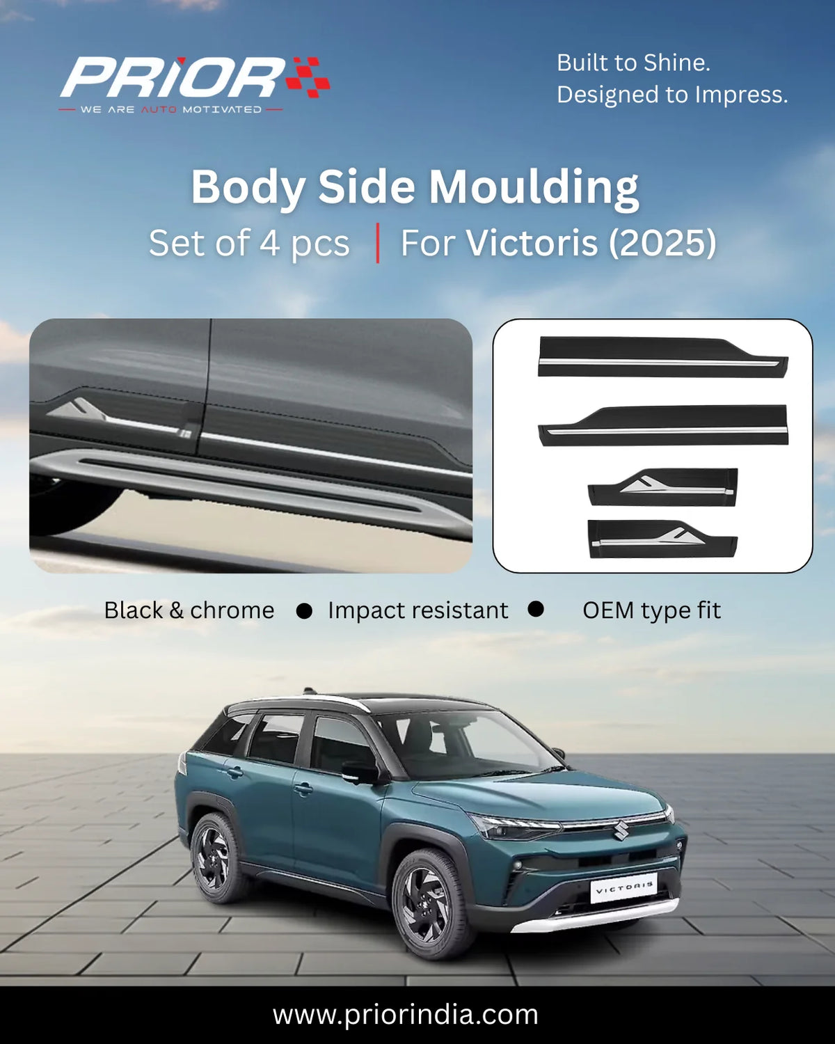 PRIOR Body Side Moulding – Vehicle Specific | Set of 4