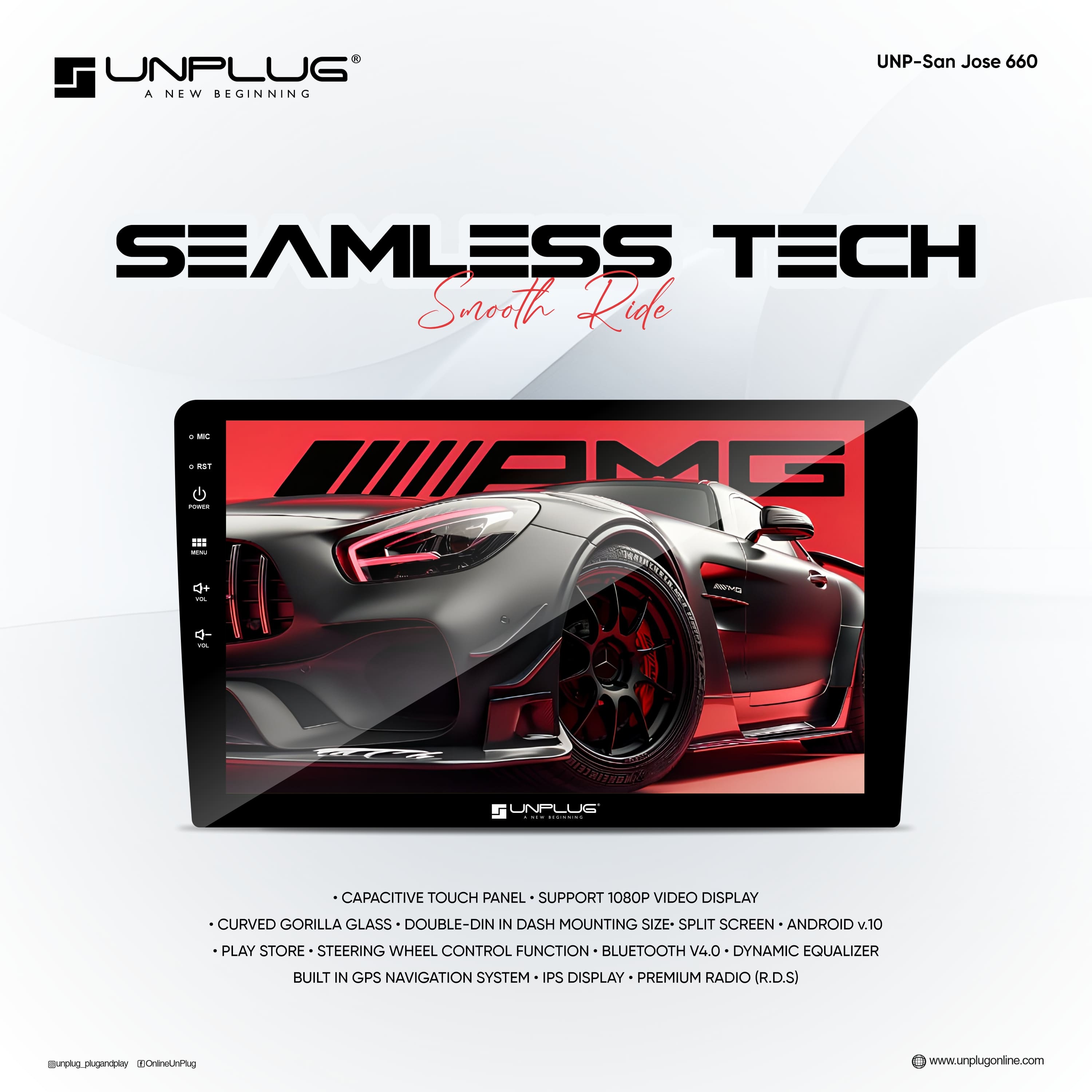 UNPLUG San Jose 660 with licensed Wireless Apple CarPlay and Wireless Android Auto