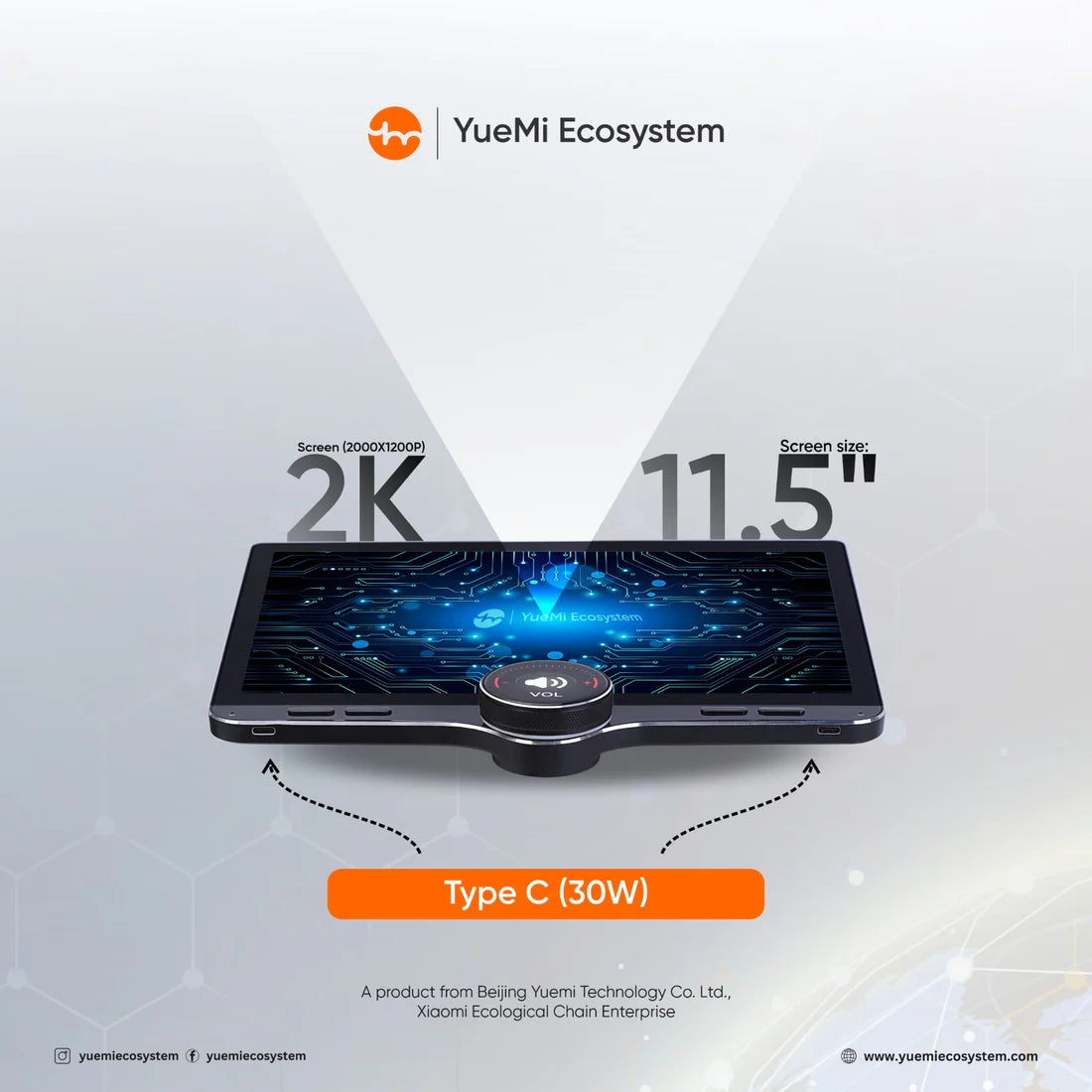 Yuemi M11 smart knob touchscreen car stereo with 4G connectivity and ambient light support