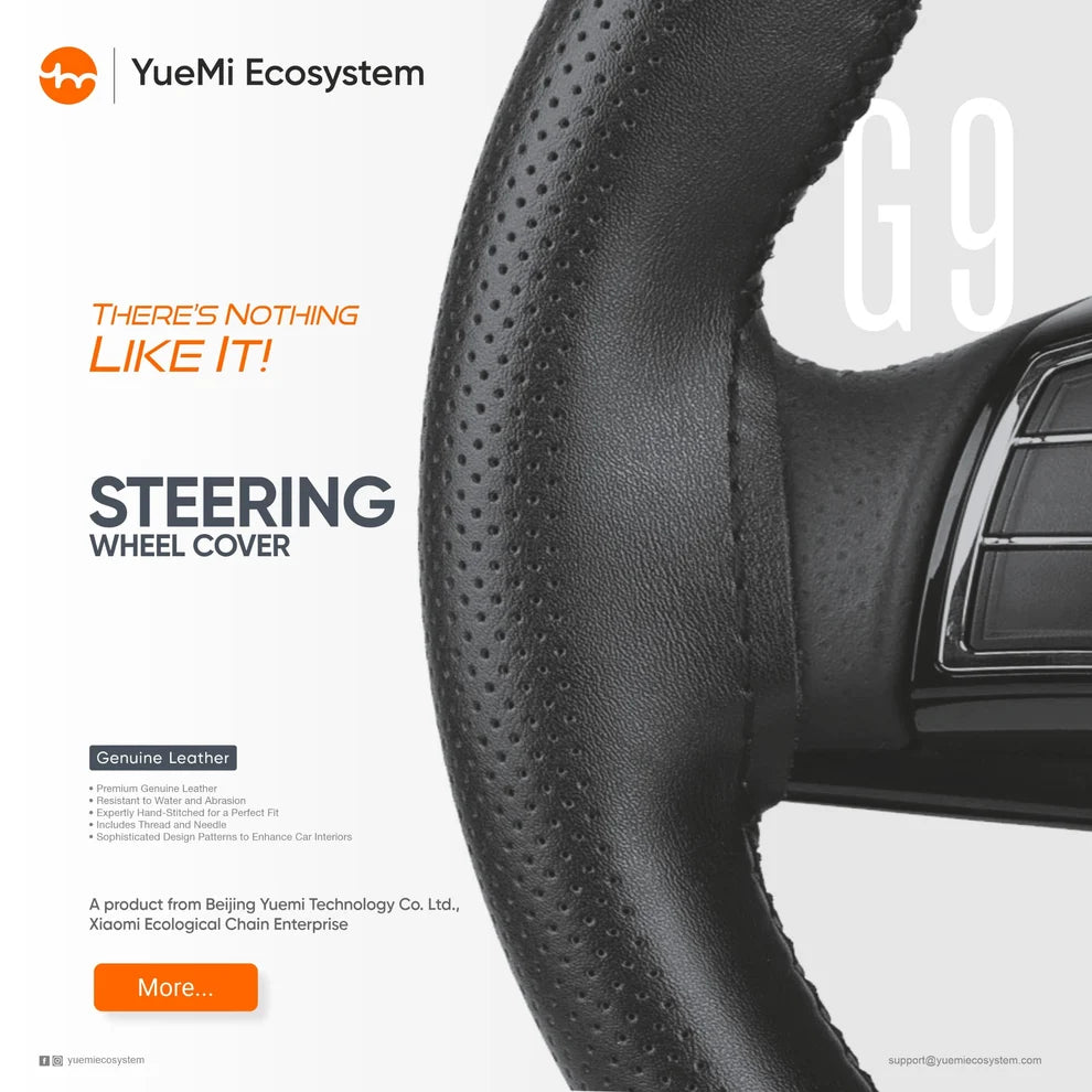 Yuemi G9 genuine leather hand stitched car steering wheel cover